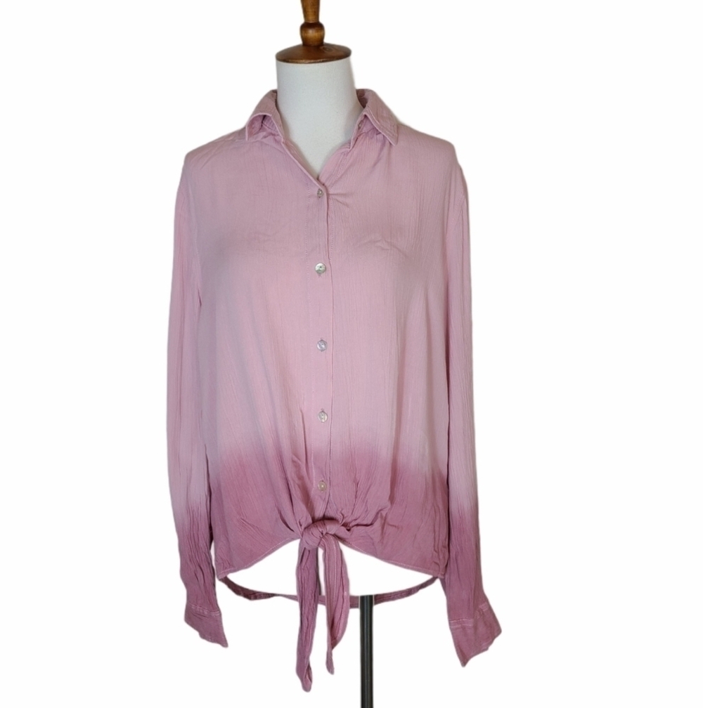 Beach lunch lounge Tie Dye Button Down Blouse Pink Small NWT - Picture 2 of 8